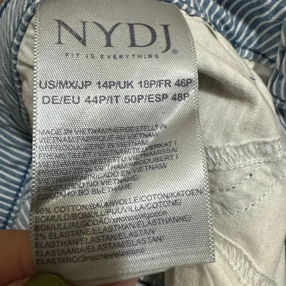 NYDJ Chloe Slim Fit Striped Ankle Cuff Jeans Size 14P - Picture 4 of 4